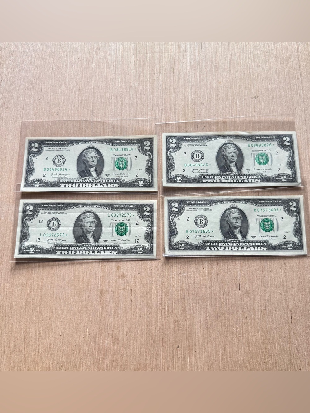 Lot Of 4 2017A $2.00Dollar Star Note Rare Bill Circulated U.S Currency Read Blw!